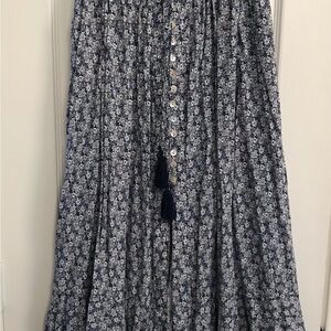 Beautiful Summer Skirt by Rachel Roy Blue and White Maxi Skirt Smocked A-Line